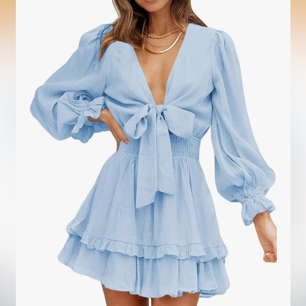 Light Blue Long-Sleeve Dress